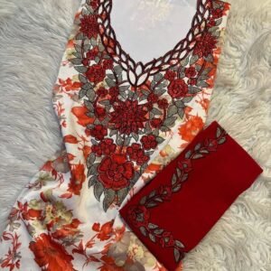 Mukhwar Red  3D red scarf